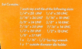 Gewindeschneider Set 24-teilig, UNC, UNF, NPT