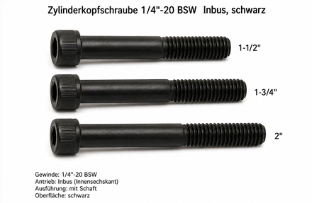 Zylinderkopfschraube 1/4-20 BSW 2 Inbus 12.9