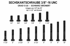 Hex bolt 3/8 - 16 UNC Grade 5 8.8
