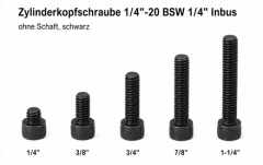 Zylinderkopfschraube 1/4-20 BSW 1/4 Inbus 12.9